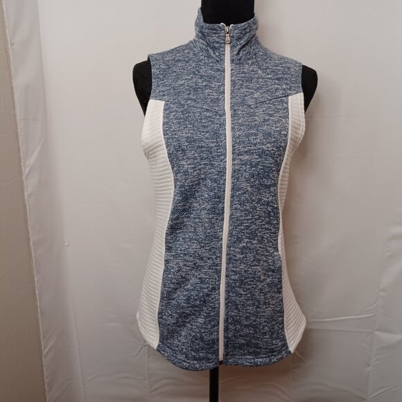 Tek Gear Blue and White Zip Up Vest with Pockets Size Medium - Picture 5 of 8